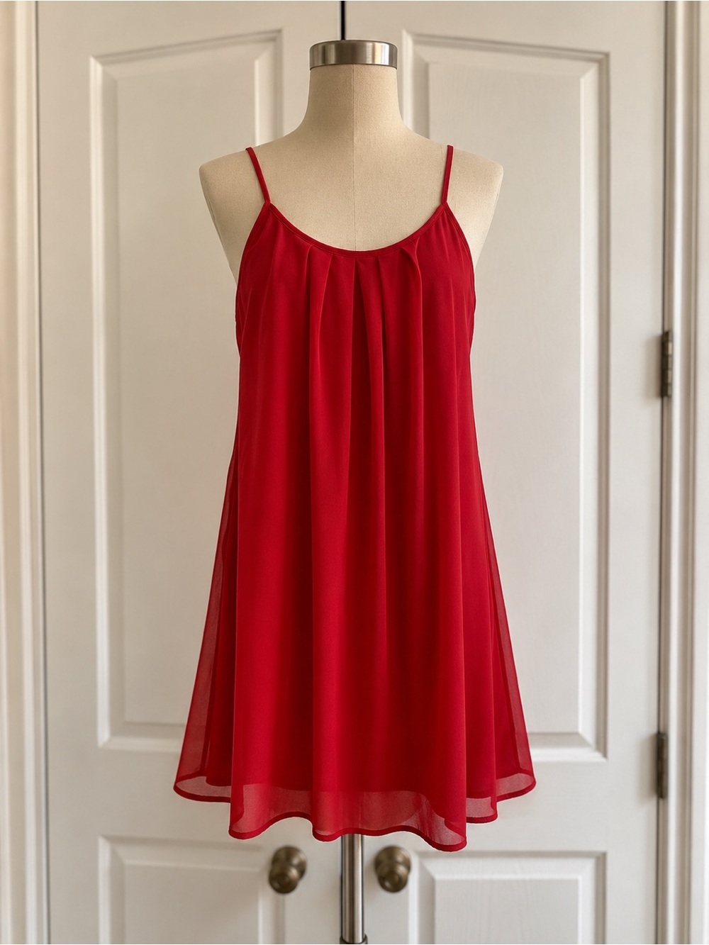 Red Spaghetti-Strap Mini Dress